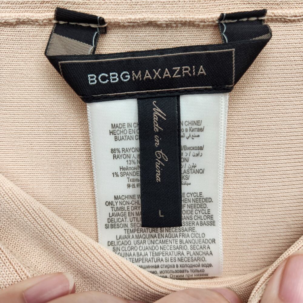 BCBGMaxazria Bare Pink Ribbed High-Low Ruffle Mini Skirt Women's Size L - Picture 2 of 9